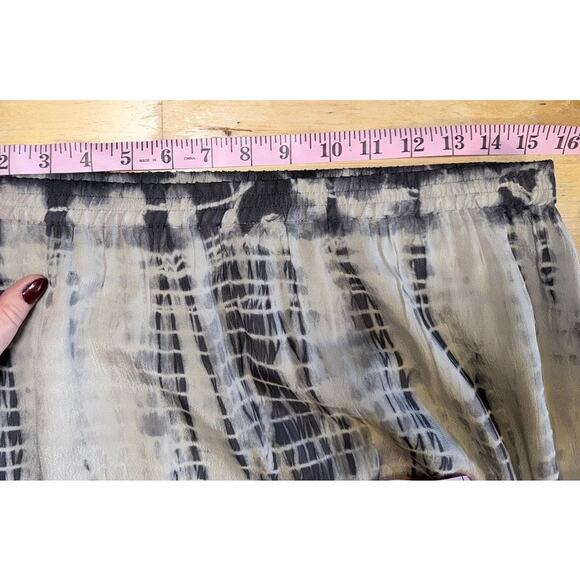 Chico's Fringe Tie Dye Straight Maxi Skirt M Gray Cream Whimsygoth Western Boho - Picture 5 of 8